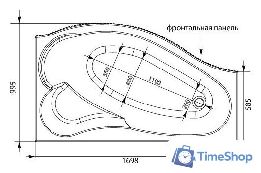 Ванна Aquanet Palma 170x90 R - Изображение №5 — Интернет-магазин Time-Shop