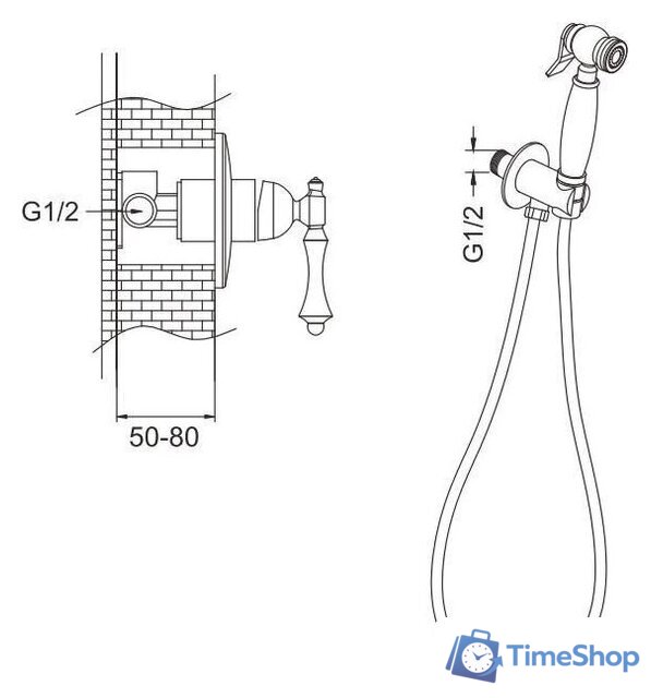 Гигиенический душ Rose R0105 - Изображение №2 — Интернет-магазин Time-Shop