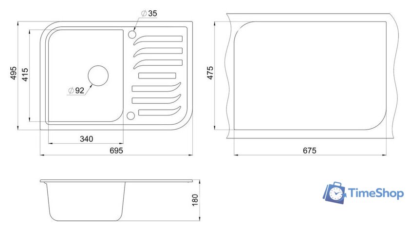Кухонная мойка Granula 7001 (песок) - Изображение №2 — Интернет-магазин Time-Shop