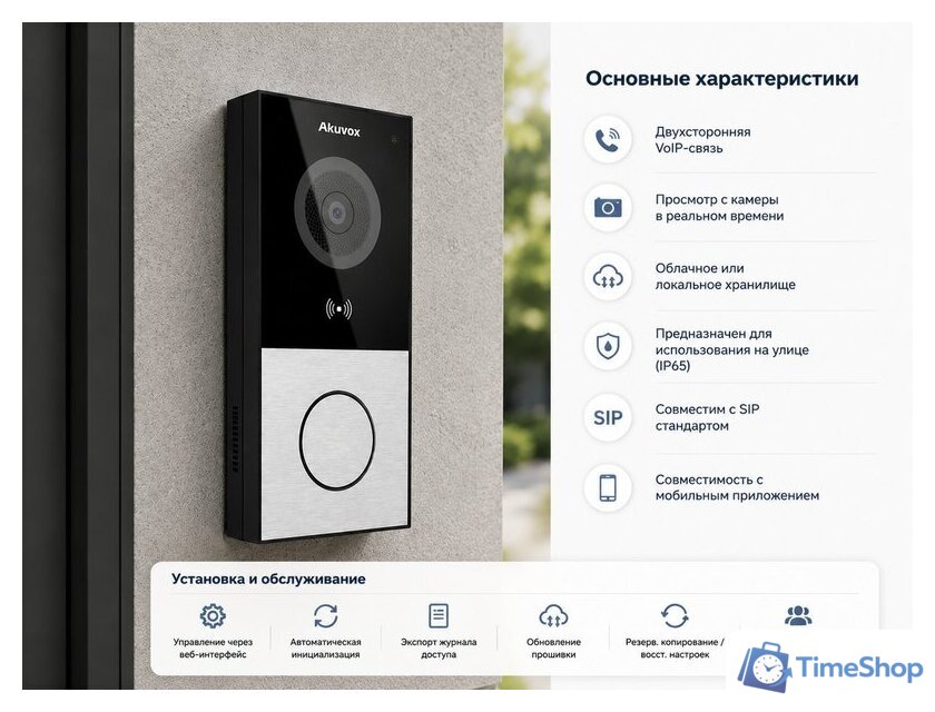 Комплект видеодомофона Akuvox S562 (серый) + E12S - Изображение №4 — Интернет-магазин Time-Shop