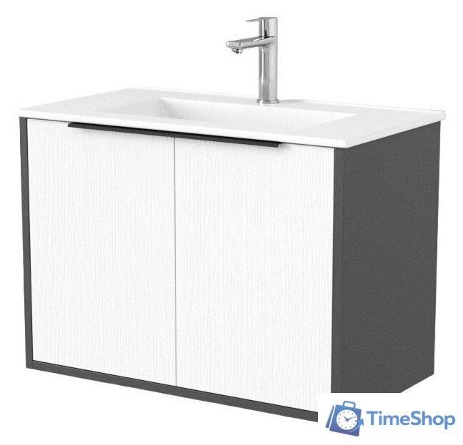  Дабер Тумба под умывальник 018 70 Т18.7.0.20Ч (белый древесный/серый/ручка черная) - Изображение №1 — Интернет-магазин Time-Shop