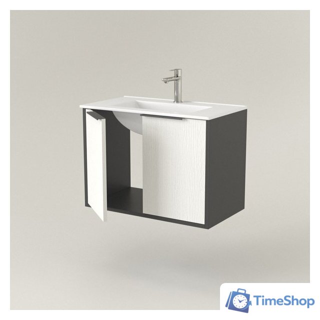  Дабер Тумба под умывальник 018 70 Т18.7.0.20Ч (белый древесный/серый/ручка черная) - Изображение №2 — Интернет-магазин Time-Shop