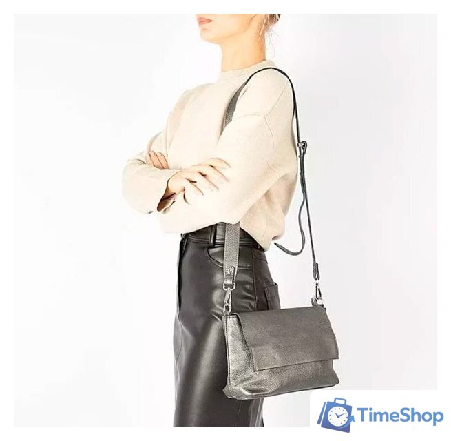 Женская сумка Poshete 892-H8345H-DSV (темный серебристый) - Изображение №5 — Интернет-магазин Time-Shop