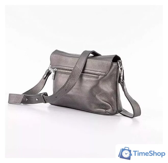 Женская сумка Poshete 892-H8345H-DSV (темный серебристый) - Изображение №2 — Интернет-магазин Time-Shop