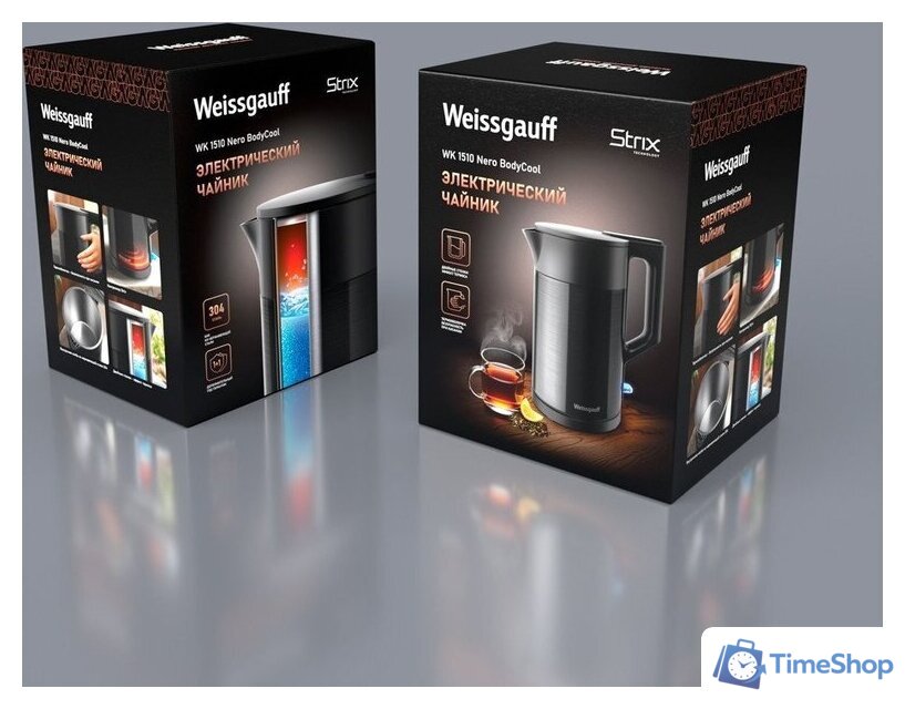 Электрический чайник Weissgauff WK 1510 Nero BodyCool - Изображение №6 — Интернет-магазин Time-Shop