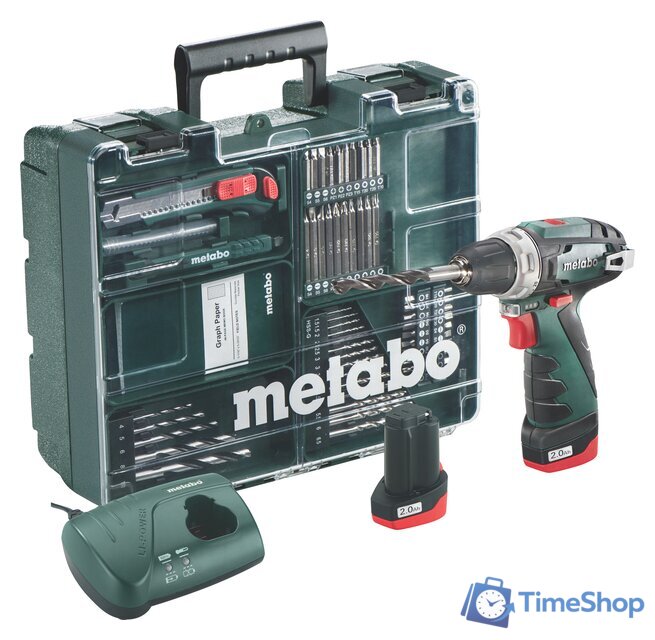 Дрель-шуруповерт Metabo PowerMaxx BS Basic Set 600080880 (с 2-мя АКБ, набор инструмента) - Изображение №1 — Интернет-магазин Time-Shop