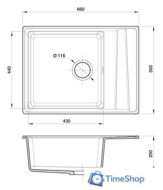 Кухонная мойка GranFest GF-LV-660L (серый) - Изображение №4 — Интернет-магазин Time-Shop