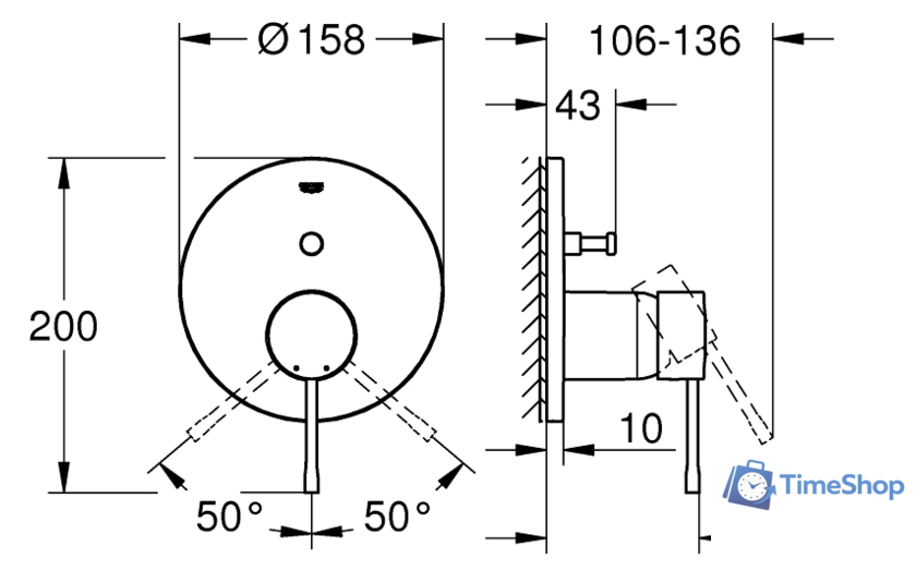 Смеситель Grohe Essence 24058A01 (темный графит) - Изображение №4 — Интернет-магазин Time-Shop