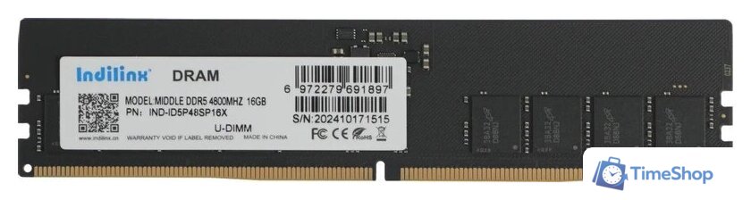 Оперативная память Indilinx 16ГБ DDR5 4800 МГц IND-ID5P48SP16X - Изображение №1 — Интернет-магазин Time-Shop