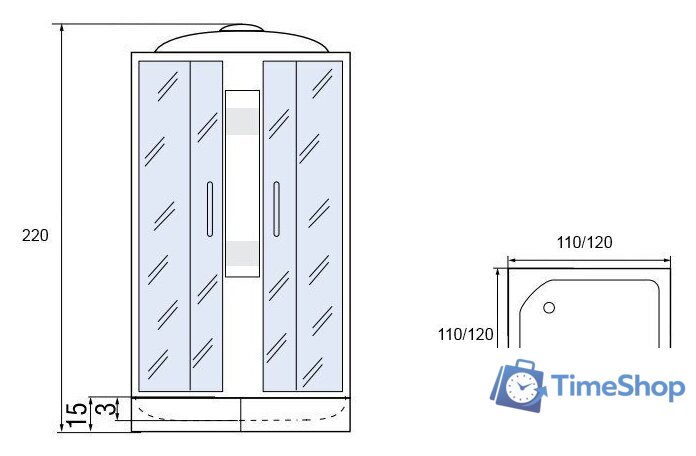 Душевая кабина Мономах 120/120/15 С МЗ - Изображение №6 — Интернет-магазин Time-Shop