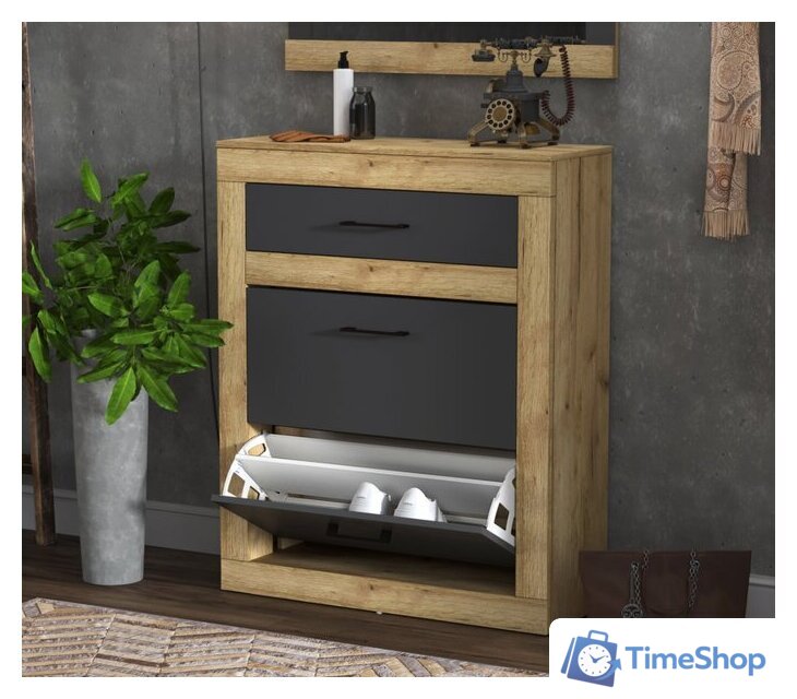 Тумба для обуви Интерлиния Loft LT-ТПО (дуб золотой/антрацит) - Изображение №1 — Интернет-магазин Time-Shop