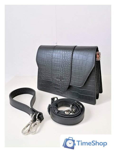 Женская сумка Souffle 249 2495001 (черный кайман эластичный) - Изображение №4 — Интернет-магазин Time-Shop