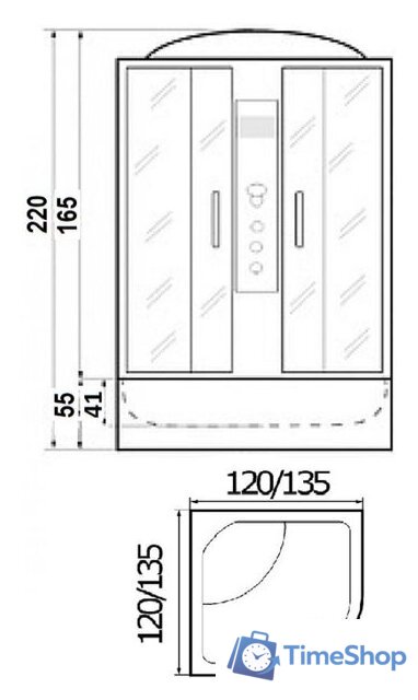 Душевая кабина River Temza 135/135/55 MT - Изображение №3 — Интернет-магазин Time-Shop