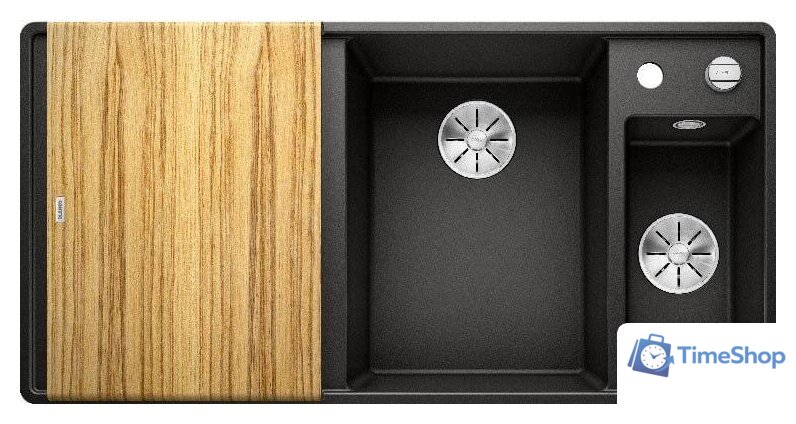 Кухонная мойка Blanco Axia III 6 S-F (разделочная доска из ясеня, черный) 525855 - Изображение №2 — Интернет-магазин Time-Shop