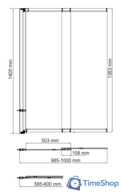 Стеклянная шторка для ванны Wasserkraft Main 41S02-100 WasserSchutz - Изображение №5 — Интернет-магазин Time-Shop