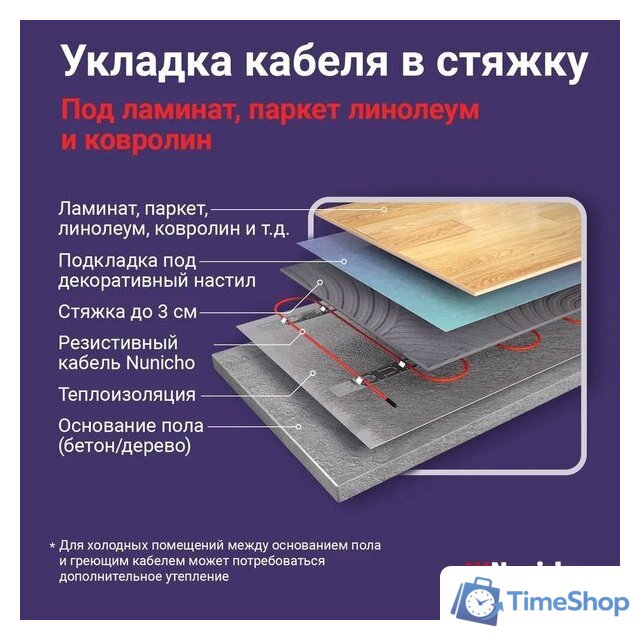 Нагревательный кабель Nunicho Etalon SHS 1200Вт с терморегулятором RТС 70.26 (60м) - Изображение №3 — Интернет-магазин Time-Shop