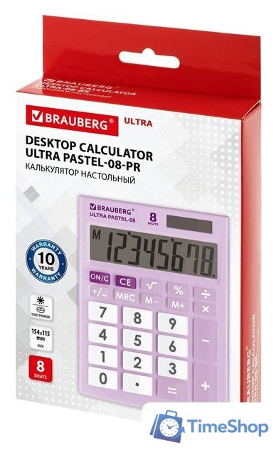 Бухгалтерский калькулятор BRAUBERG Ultra Pastel-08-PR 250516 (сиреневый) - Изображение №10 — Интернет-магазин Time-Shop