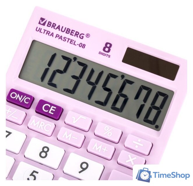 Бухгалтерский калькулятор BRAUBERG Ultra Pastel-08-PR 250516 (сиреневый) - Изображение №7 — Интернет-магазин Time-Shop