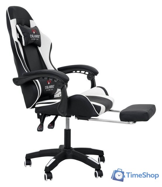 Игровое (геймерское) кресло Calviano 1584 (PU, черный/белый) - Изображение №1 — Интернет-магазин Time-Shop