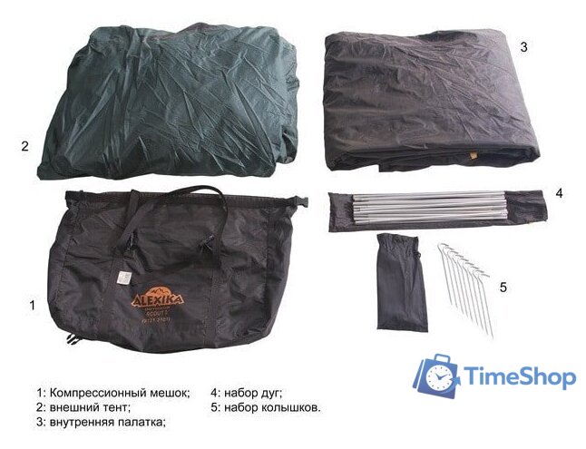 Треккинговая палатка AlexikA Scout 3 (зеленый) - Изображение №8 — Интернет-магазин Time-Shop