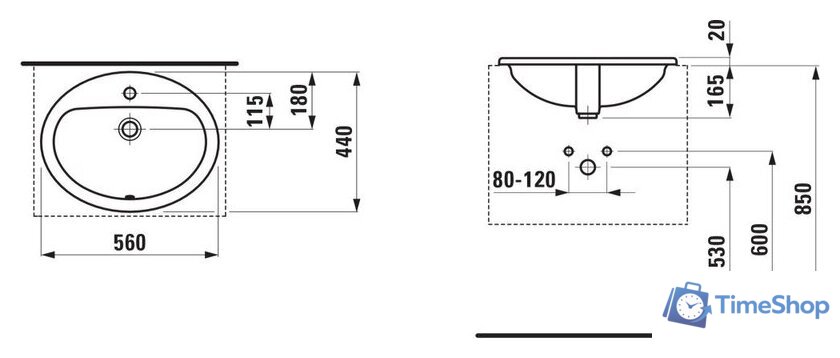 Умывальник Laufen Pro 56x44 [8139510001041] - Изображение №2 — Интернет-магазин Time-Shop