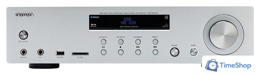 Интегральный усилитель Aiwa AMU-120BT (серебристый) - Изображение №2 — Интернет-магазин Time-Shop