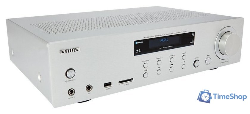 Интегральный усилитель Aiwa AMU-120BT (серебристый) - Изображение №3 — Интернет-магазин Time-Shop