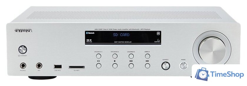 Интегральный усилитель Aiwa AMU-120BT (серебристый) - Изображение №1 — Интернет-магазин Time-Shop