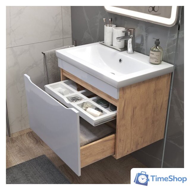  Vigo Тумба под умывальник Grani 700-0-1 Como навесная (дуб золотой) - Изображение №4 — Интернет-магазин Time-Shop