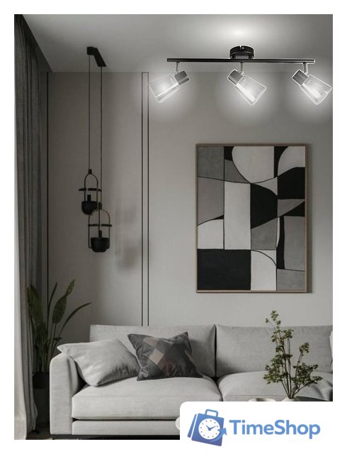 Припотолочная люстра Aitin Pro НПБ 02-3x40-102 1434/3 (черный/хром) - Изображение №7 — Интернет-магазин Time-Shop