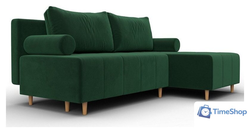 Угловой диван Лига диванов Лига-102 универсальный 134791 (велюр Seven 626 зеленый) - Изображение №4 — Интернет-магазин Time-Shop