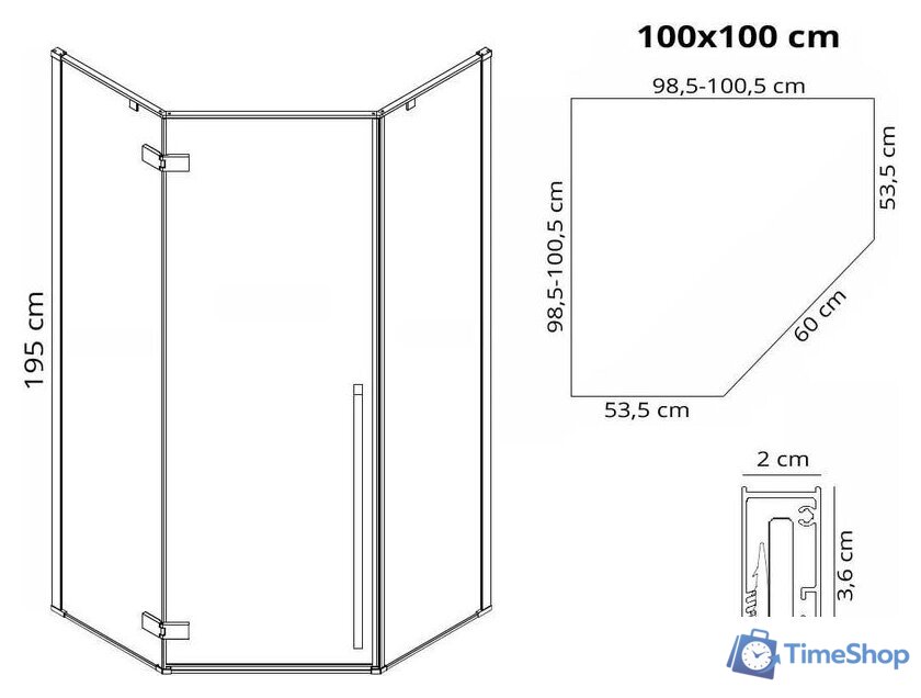 Душевой уголок Rea Diamond 100x100 - Изображение №10 — Интернет-магазин Time-Shop