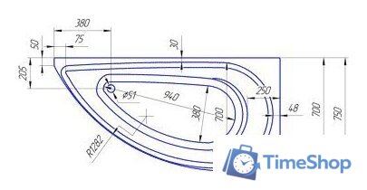 Ванна 1Марка Piccolo 150x75L (с каркасом) - Изображение №4 — Интернет-магазин Time-Shop