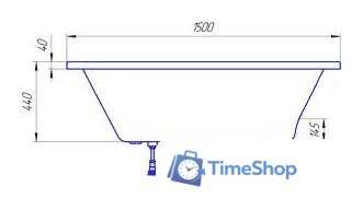 Ванна 1Марка Piccolo 150x75L (с каркасом) - Изображение №5 — Интернет-магазин Time-Shop