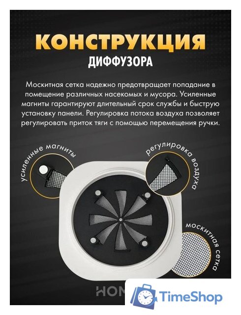 Вентиляционная решетка HOMY AIR круглый A100WRS d150 (белая) - Изображение №4 — Интернет-магазин Time-Shop