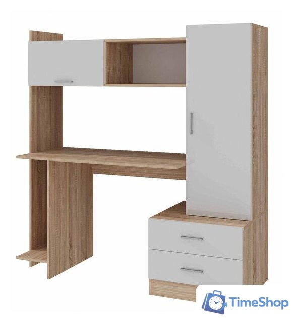 Стол Памир ПКС-7 (дуб сонома/белый глянец) - Изображение №1 — Интернет-магазин Time-Shop