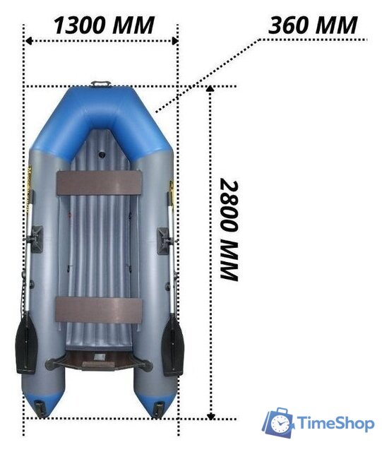 Моторно-гребная лодка Муссон 2800 НД (серый/синий) - Изображение №8 — Интернет-магазин Time-Shop
