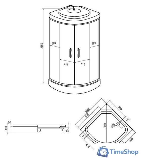 Душевая кабина Erlit ER3510P-C3-RUS 100x100 - Изображение №2 — Интернет-магазин Time-Shop