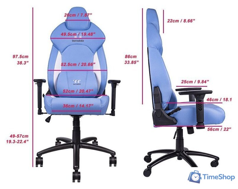 Игровое (геймерское) кресло Thermaltake V Comfort (синий/белый) - Изображение №15 — Интернет-магазин Time-Shop