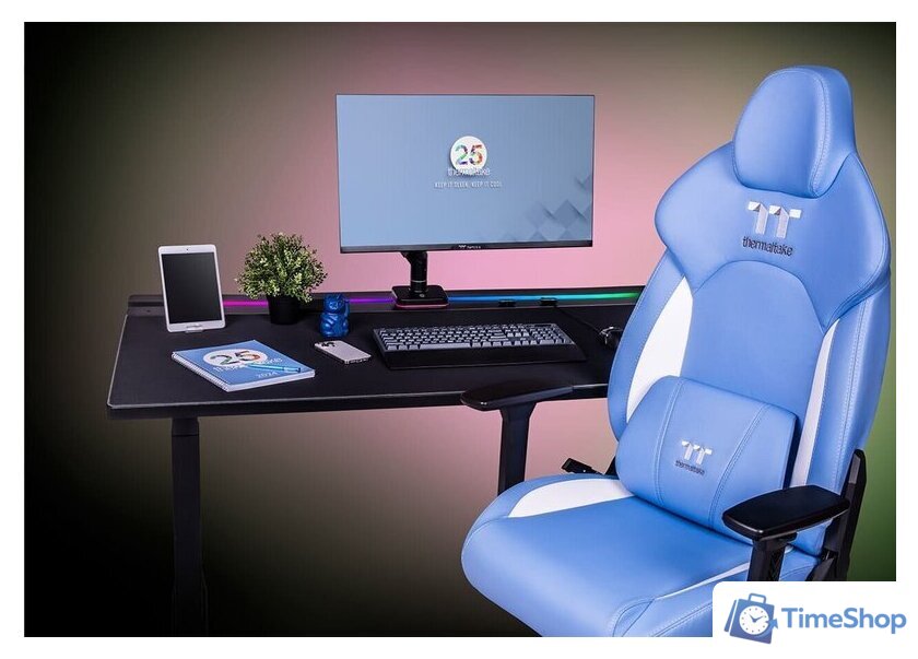 Игровое (геймерское) кресло Thermaltake V Comfort (синий/белый) - Изображение №17 — Интернет-магазин Time-Shop
