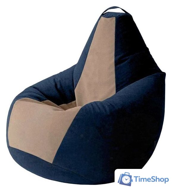 Кресло-мешок Kreslomeshki Груша Kombo XXXL GKV-145x100-TSH (темно-синий/шоколад) - Изображение №1 — Интернет-магазин Time-Shop