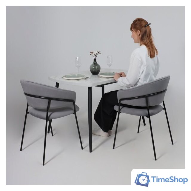 Стул с подлокотниками Алвест AV 433 (темно-серый бархат H-15/черный) - Изображение №3 — Интернет-магазин Time-Shop