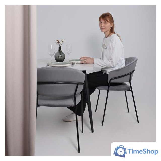 Стул с подлокотниками Алвест AV 433 (темно-серый бархат H-15/черный) - Изображение №2 — Интернет-магазин Time-Shop