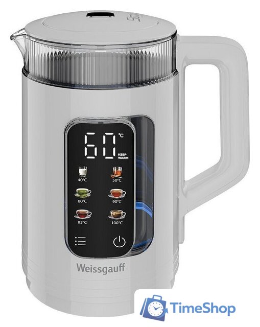 Электрический чайник Weissgauff WK 1520 Dw Touch BodyCool - Изображение №2 — Интернет-магазин Time-Shop