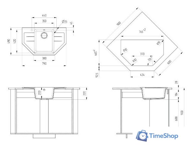 Кухонная мойка Ulgran U-609 (308 черный) - Изображение №3 — Интернет-магазин Time-Shop
