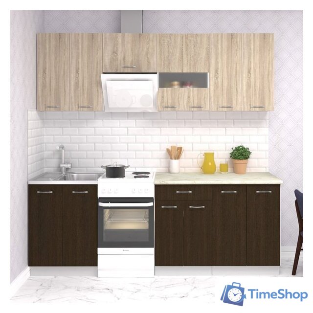 Готовая кухня Mio Tesoro Экстра-лайт 2.2 (дуб сонома/венге/королевский опал) - Изображение №1 — Интернет-магазин Time-Shop