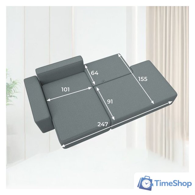 Угловой диван Лига диванов Лига-079 левый 129813L (рогожка амур 07 серый) - Изображение №12 — Интернет-магазин Time-Shop