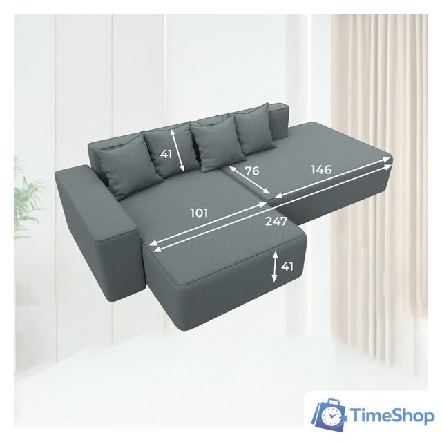 Угловой диван Лига диванов Лига-079 левый 129813L (рогожка амур 07 серый) - Изображение №9 — Интернет-магазин Time-Shop