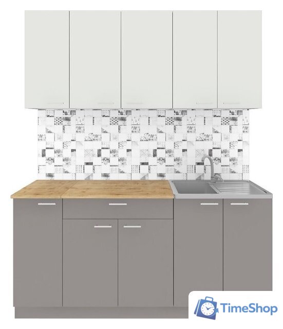 Готовая кухня Агута Альфа 1.7 (глиняный серый/холодный серый/дуб бунратти) - Изображение №1 — Интернет-магазин Time-Shop