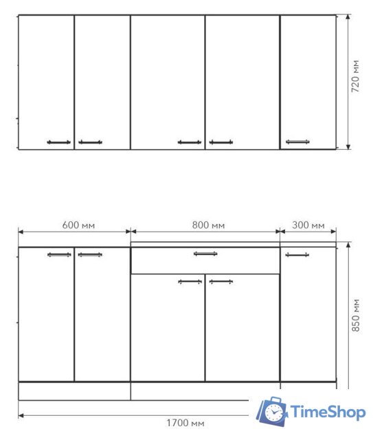 Готовая кухня Агута Альфа 1.7 (глиняный серый/холодный серый/дуб бунратти) - Изображение №2 — Интернет-магазин Time-Shop